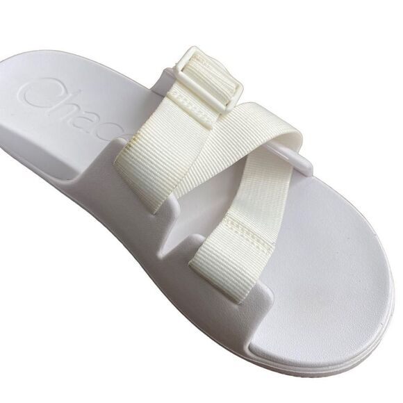 Chaco White Chillos Slide Sandals 8 - Picture 2 of 8
